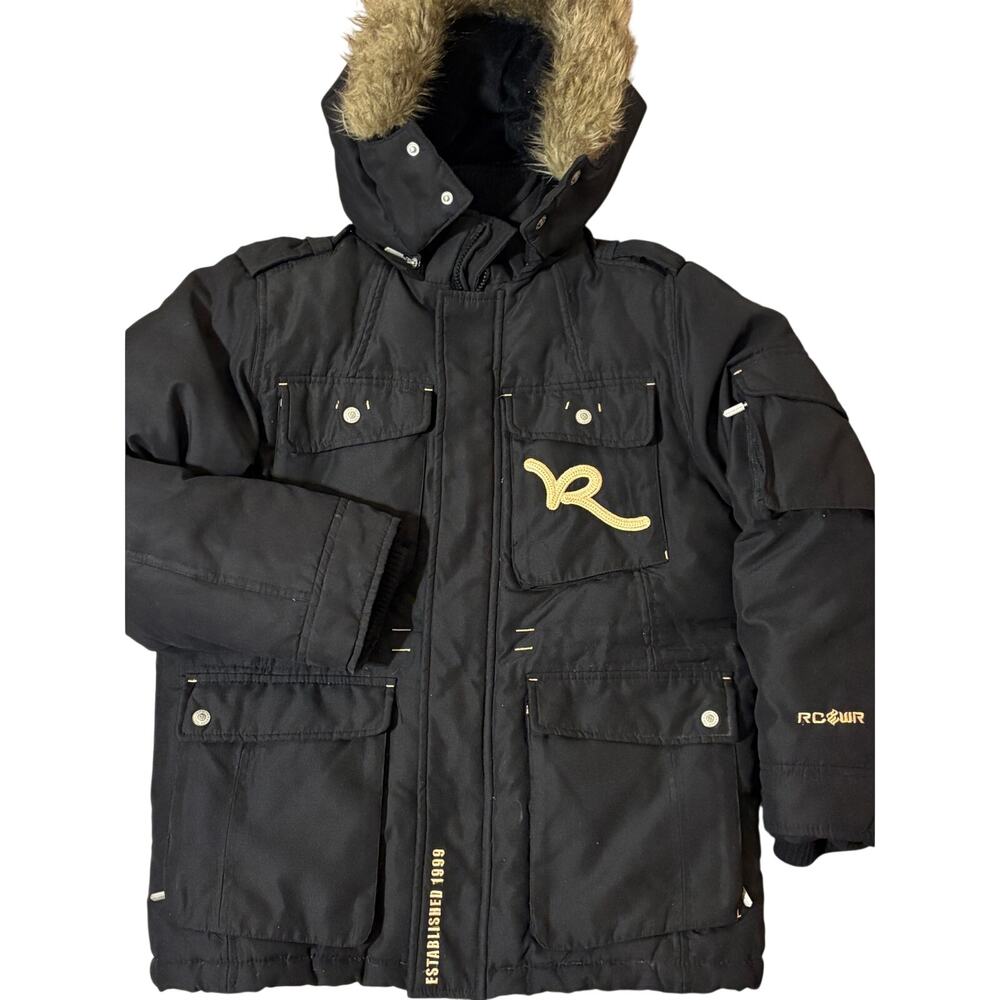 VTG Y2K Rocawear Down Parka Jacket Faux Fur Hood Youth 8 (or Women’s XS) EUC